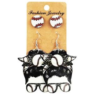 2 Pairs Baseball Earrings & Studs set